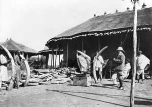 Elfenbeinlager in Addis Abeba, Äthiopien, um 1900